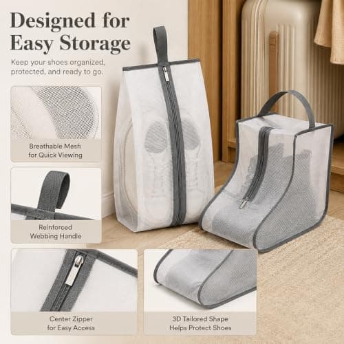 4-Piece Shoe Storage Bag Set for Travel, Trainers and Ankle Boots — view 3