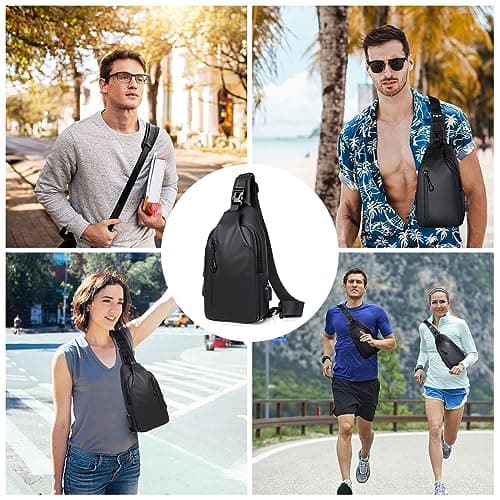 Jupsk Sling Bag Crossbody Backpack Chest Shoulder Bag Waterproof Sling Rucksack Bag for Men Women Lightweight Casual Daypack Backpack with USB Charging Port for Sports Traveling — view 2
