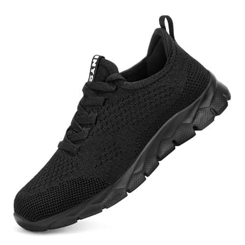 INYO Womens Black Trainers Running Shoes Jogging Fitness Sneakers Lightweight Breathable Walking Gym Sports Casual Trainers Tennis Shoes，Black Size 6 UK