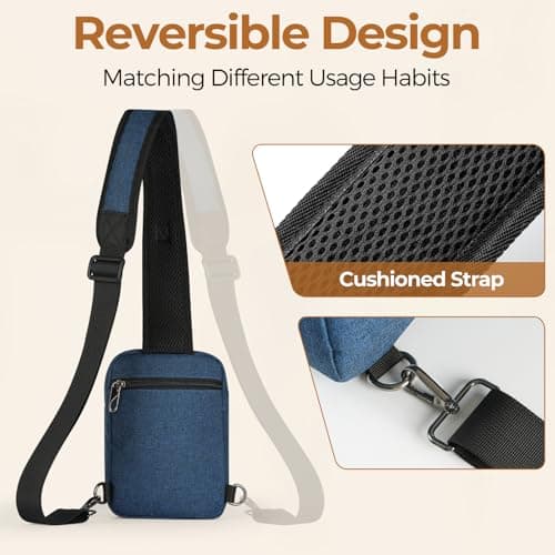 BROADREAM Anti-theft Sling Bag - Waterproof Crossbody Chest Pack for Men, Mini Shoulder Bag with Zipper Lock & RFID Blocking for Travel Work Sport — view 4