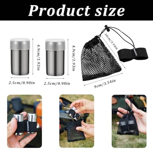 Portable Travel Salt and Pepper Sets, Stainless Steel Condiment Set with Secure Lids. Leakproof Mini Salt Shaker with Lid & Pepper Pot for Camping, Hiking, Outdoors — view 2