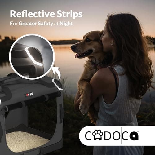CADOCA Dog Crate Carrier, Car Foldable Travel Cage + Bowl, XL Anthracite — view 6