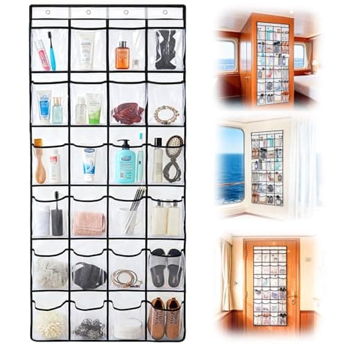 FUHSY Cruise Essentials 2026 Over The Door Organizer For Cruise Ship 24 Pocket Magnetic Door Organizers with 4 Metal Hooks and 4 Strong Magnets Door Organizer Hanging for Cabin Door Storage Organizer