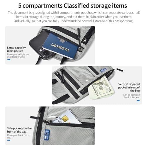 DOETYD RFID Blocking Travel Neck Wallet for Men & Women(Rose Red — view 5