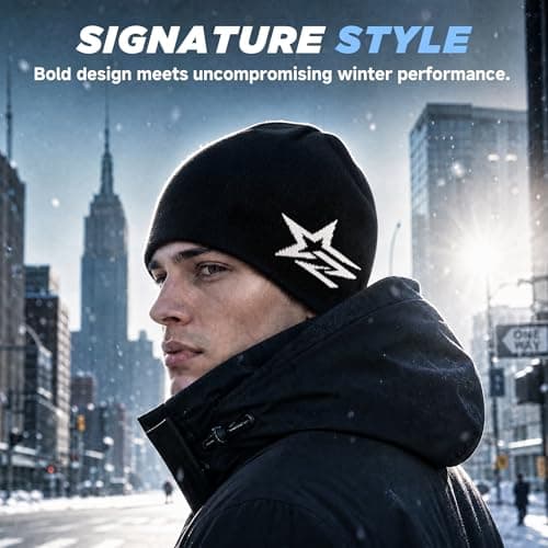 2THESTARS Beanie Hat Warm Thick Knit Winter Skull Cap for Men Women Cool Beanie Outdoor Running Made from Recycled Polyester (Navy Blue) — view 6