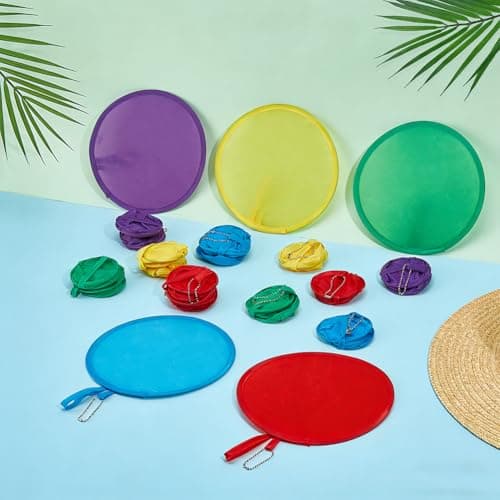 BENECREAT 20 Pack Foldable Hand Fans, 9.41 Inch/ 23.9cm Portable Folding Fans with 5 Mixed Colors, Polyester Handheld Cooling Fans for Outdoor Events Travel and Summer Activities — view 4