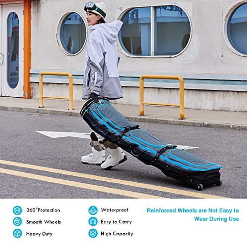 XCMAN Padded Snowboard Bag with Wheels,Adjustable Length 63-75In,Padded Bag for Air Traveling,Loading Capacity 100L… (Grey) — view 2