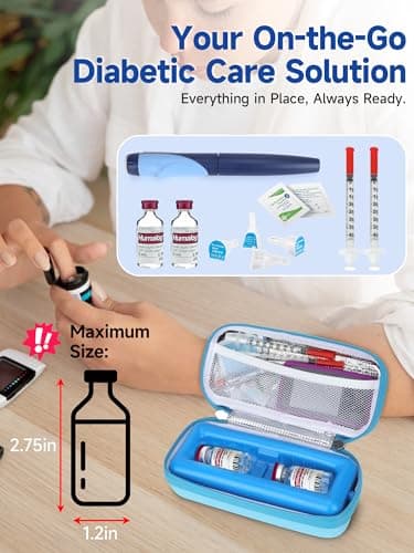 Leng Ke Insulin Vial Travel Case with Ice Brick – EVA Protective Cooler with Mesh Pocket, Shockproof & Portable Insulin Travel Case for Diabetic Supplies (Blue) — view 2
