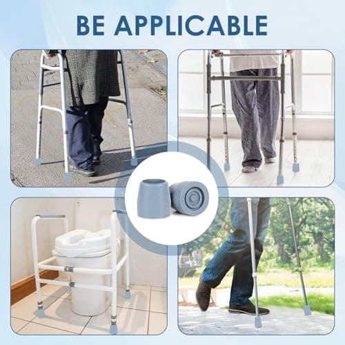 4 Pack 25mm Heavy Duty Walking Sticks Rubber Ends Ferrules for Zimmer Frames Commodes Shower Chairs and Walking Sticks Non-Slip Replacement Tips Tool-Free Installation Rubber Stoppers Caps (Grey) — view 5