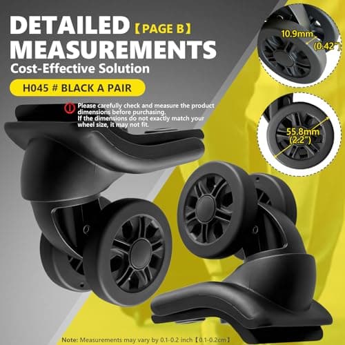 Luggage Wheels Replacement Wheel for Luggage Suitcase Repair 360° Rotating Suitcase Replacement Wheels with 4 Mounting Holes H045 — view 3