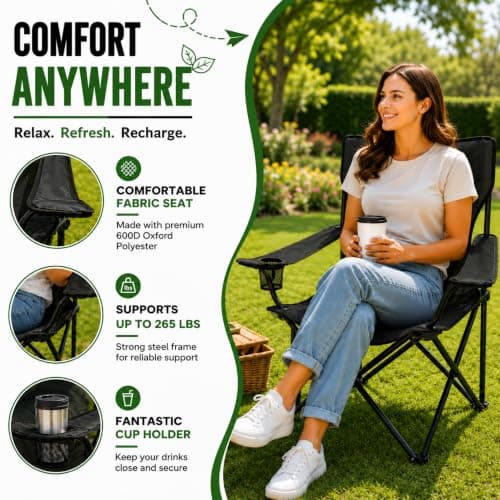 ALAYSTAR Folding Camping Chair Portable Outdoor Seat with Cup Holder — view 5