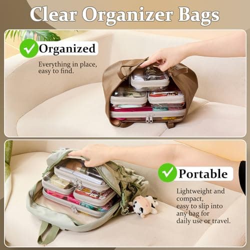 WELPIRT Clear Zipper Pouches,Hard Shell Zipper Case, Toiletry Bag for Travel, CLear Diaper Bag, Toiletry Pouch, Travel Organizer, Cosmetic Bag,Toy Storage Bins, Gray, M+3S, Gray — view 2