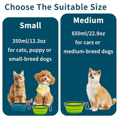 2 Pack Collapsible Dog Bowl, Foldable Dog Travel Bowl Portable Dog Water Bowl Pet Feeding Food Bowl for Camping Hiking Walking 650ml — view 6