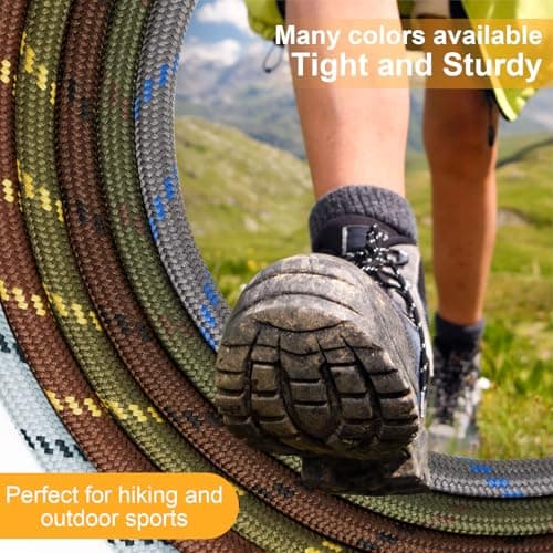 Puzeam 2 Pairs 4.5 mm Round Shoe Laces for Boots Black Grey 120cm — view 5