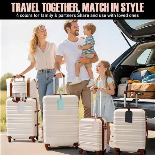 4Pcs Luggage Tags, Leather Suitcase Tags with Adjustable Strap and Privacy Cover, Prevent Loss of Bags and Suitcases Travel/Business/Home Use — view 6