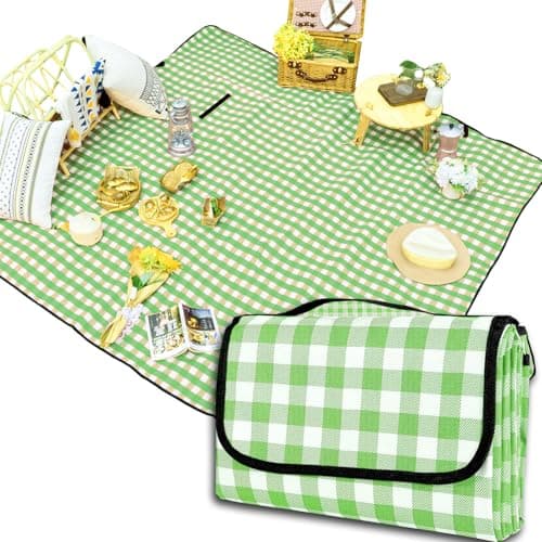 HAORQEE Large Waterproof Picnic Blanket 200x200cm, Outdoor Mat with Handle