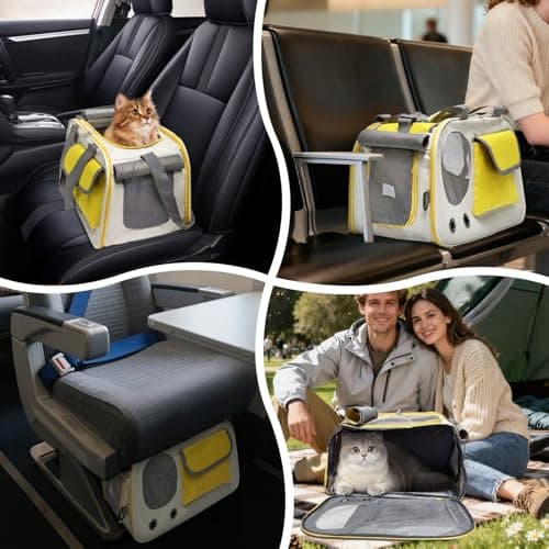Cat Carrier,Pets Dog Carriers for Travel, Soft-Sided Breathable Mesh Pets Carriers For Small-Medium Cats Puppies, Airline Approved- Yellow — view 5