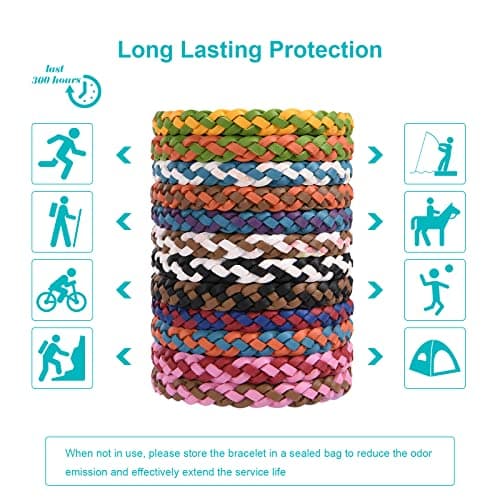 OSDUE 12 Pack Mosquito Repellent Bracelet, Waterproof Anti-Mosquito Wristbands, Adjustable Leather & EVA, DEET-Free Natural Wristbands for Adults, Kids & Babies, 300 Hour Insect Repellent Protection — view 3