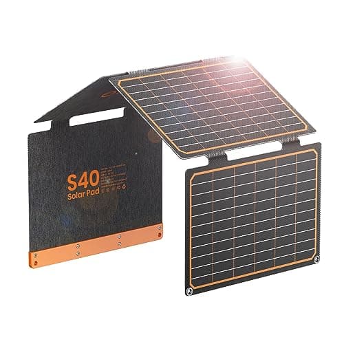 FlexSolar 40W Foldable Solar Panels Folding Solar Charger with PD60W USB C QC3.0 USB A Output Waterproof for Camping Backpacking Compatible with Phone