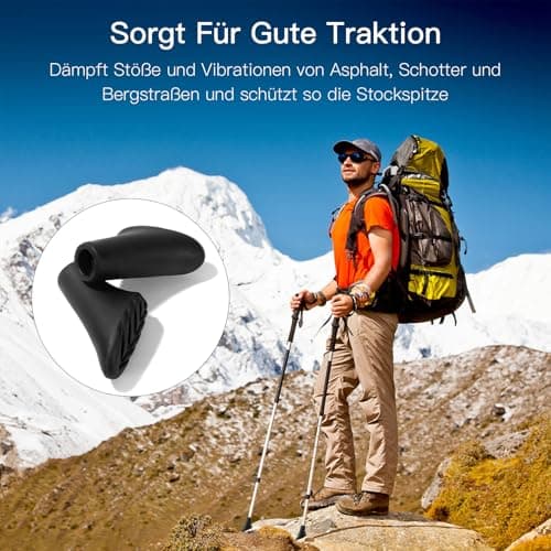 Nordic Walking Poles Rubber Steps, Pack of 4 Walking Poles, Rubber Buffers, Nordic Walking Pads, Asphalt, Quick Nordics Walking Pads, Buffer for Trekking, Asphalt, Gravel Mountains with Diameter — view 6