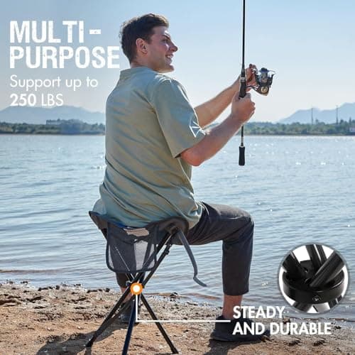 Portal Folding Stool Camping Stool Collapsible Tripod Portable Lightweight Fold away Small Chair Pop up Travel Seat for Hiking Backpacking Fishing Walking Events Festival Load 102KG — view 4