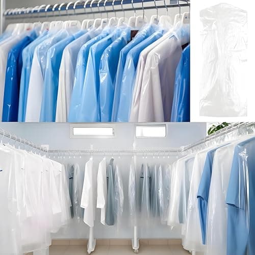 Plastic Clothes Covers, Clear Clothes Bags Hanging,Dress Bag,Garment Bags,Dust-proof Garment Protector Covers for Clothes Shirt Suit Jacket Suit Sweater (10pcs-60 * 150cm) — view 4