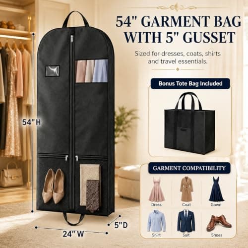 Garment Bag 54 Inch, Long Dress Garment Bag for Travel and Storage 1Pack — view 3