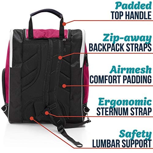 Athletico Ski Boot Bag - Skiing and Snowboarding Travel Luggage - Stores Gear Including Jacket, Helmet, Goggles, Gloves & Accessories - Venting and Grommets for Snow Drainage (Pink) — view 3