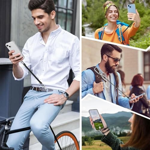 LunarCharm 2-Pack Phone Lanyard Anti-Theft Phone Strap Coiled Cord for Outdoor Hiking and Climbing for Most Smartphones with Silver Carabiner — view 6