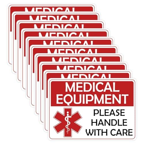 10PCS Medical Equipment Stickers Self-Adhesive Vinyl Decal Fragile Medical Equipment Inside Stickers for Hospital Nursing Travel Suitcase Backpack Carton Shipping Bags 6.5 X 4.5 in