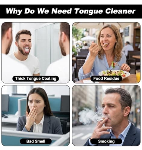6 Pcs Stainless Steel Tongue Scraper, Tongue Brush Set for Adults & Kids — view 6