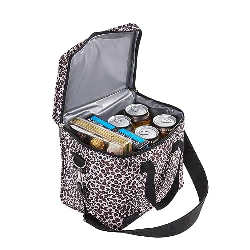 Periea Liz Insulated Lunch Bag – Cool Bag for Work, School, Travel & Picnics (Gold Leopard, Large)