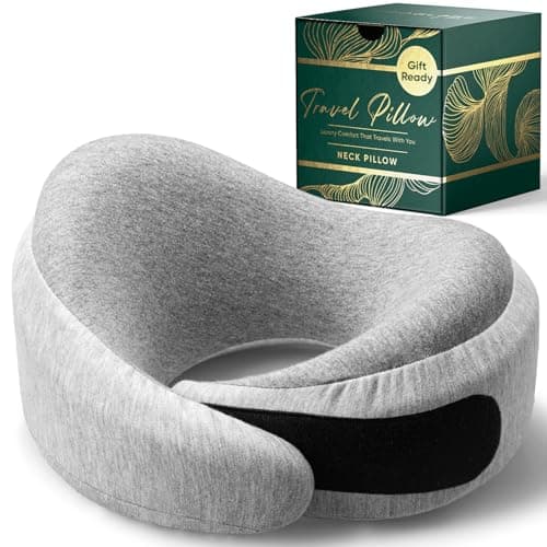 Proglobe Luxe Memory Foam Travel Neck Pillow, Organic Cotton, Light Gray