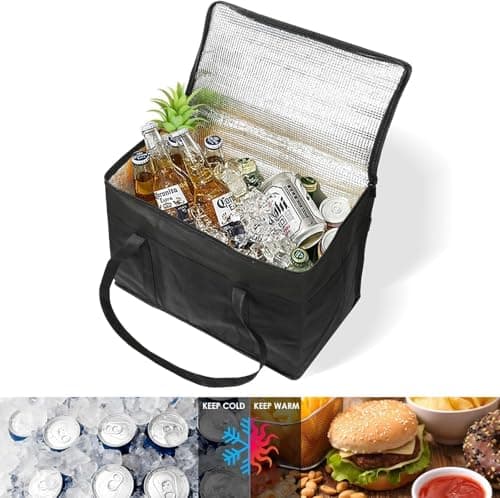 30L Cooler Bag, Insulation Shopping Bags, Food Delivery Bag, Large Insulated Lunch Bags with Zipper, Thermal Picnic Cool Bag for Camping, BBQ, Beach & Outdoor –Foldable & Portable — view 5