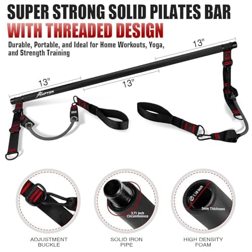HPYGN Pilates Bar Kit with Resistance Bands, Heavy Multifunctional 270lbs Pilates Equipment for Strength Training, Abs, Back, Arms, Portable Home Gym & Travel Fitness Gear, Exercise Bands for Men — view 2