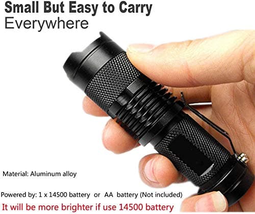 Blue Light LED Flashlight 1 Pack, Zoomable, Water Resistant, 3 Light Modes, Adjustable Focus Light for Camping, Hunting, Hiking, Night Vision, Night Fishing, Astronomy and Emergency (Black Shell) — view 5