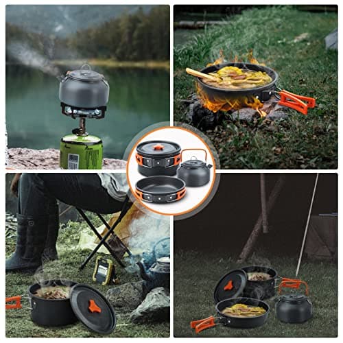 Lixada Camping Cookware Kit - 16pcs Stainless Steel Cookware Set with Plates, Forks, Knives, Spoons for Outdoor Cooking and Picnic for 1-2 People — view 6