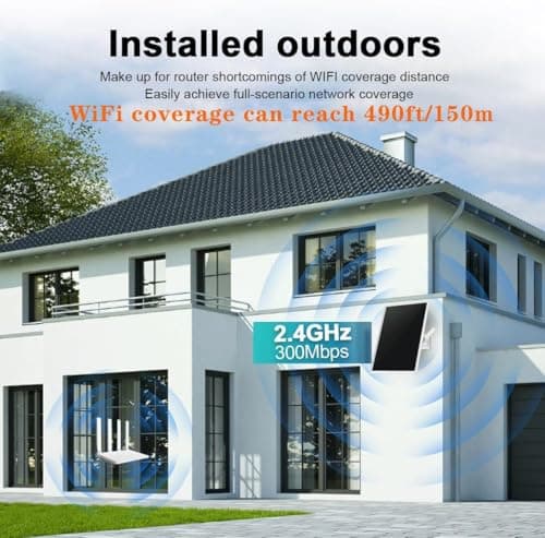 Outdoor Dual Band WiFi Signal Extender/Amplifier, Suitable for 2.4GHz routers, WiFi repeaters, 300Mbps, Coverage Radius up to 490 feet/150m, 15W/5V Solar Panel, IP65 Waterproof, 20000mAh Battery — view 3