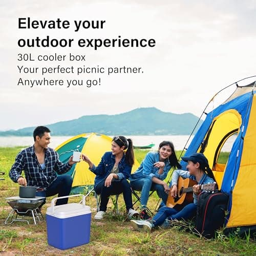 Large 30L Cooler Box Hot/Cold Insulated Freezer Cool 9 Hours Picnic Camping Portable with Carry Handle, packaging may vary, Blue — view 2