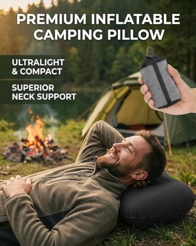 Ultralight Inflatable Pillow for Adults, Compressible Compact Comfortable Ergonomic Inflatable camping pillow with Storage Bag for Neck Support Blow Up Pillow for Hiking Camping Traveling 42*31*10cm — view 6