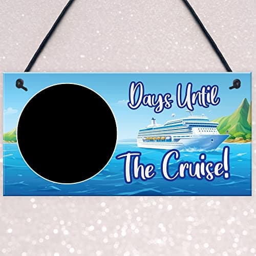 Red Ocean Countdown To Cruise Plaque - Hanging Holiday Countdown Signs - Travel Essential Gifts For Women - Retirement Gifts - Cruise Essentials - Holiday Accessories — view 3