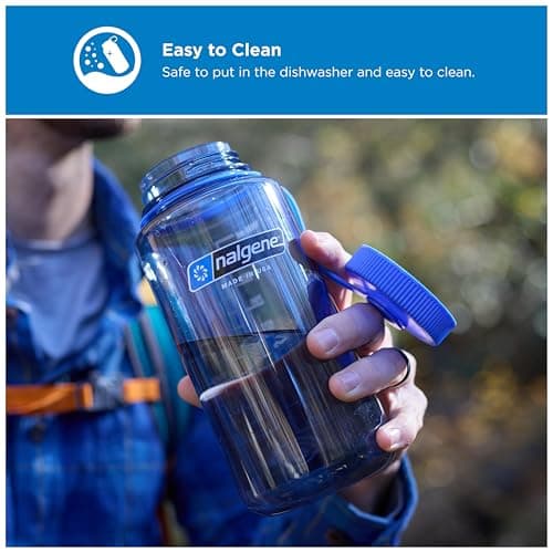 Nalgene Sustain Tritan BPA-Free Water Bottle Made with Material Derived from 50% Plastic Waste, 32 OZ, Wide Mouth, Smoke Grey — view 3