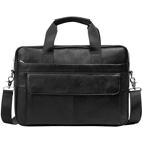BTDAO Leather Briefcase 15 inch Laptop Bag Messenger Shoulder Work Bag Crossbody Handbag for Business Travelling for Men Father Husband (CFC-Black) — view 3