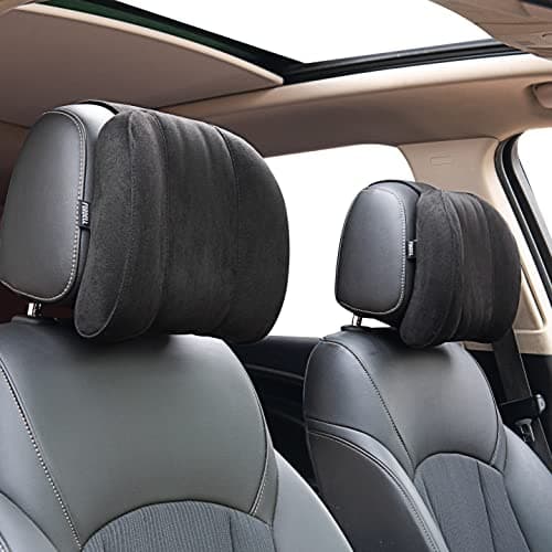 Forbell Car Headrest Pillow Soft Suede Fabric Memory Foam Car Neck Pillow Ultimate Comfort and Support for Driving and Travel(Black) — view 2