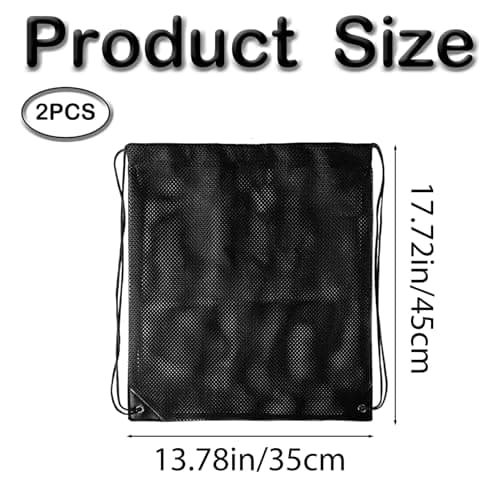 2 Pack Net Bag, 35 X 45 Cm Mesh Drawstring Backpack for Gym, Laundry, Beach, Swimming, Clothes, Travel, and Diving Goods Storage — view 2