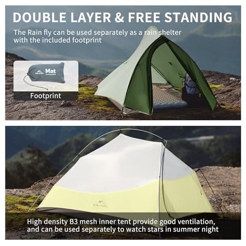 Naturehike Cloud Up Pro Camping Tent, 1 Person, Forest Green — view 3
