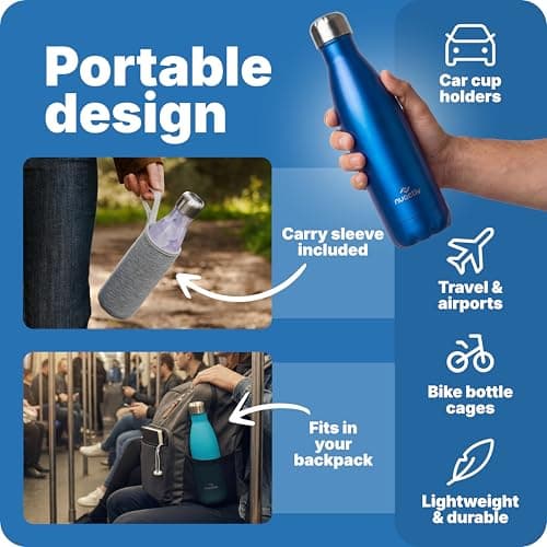 Nuactiv Stainless Steel Water Bottle 500ml Vacuum Insulated Metal Flask — view 5