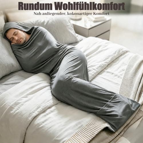FANGCCC Sleep Pod, 360 Wrap Compression Sleep Sack with Hood and Foot Opening, Soft Breathable Wearable Sleeping Bag, Stretch Sleeping Pod, Wearable Blanket, Sensory Compression Blanket (M) — view 2