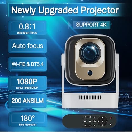 Mini Projector 4K Portable 16000L 1080P HD WiFi/BT5.4 Projector for Bedroom Smart Projectors for Home Cinema Movie Certified & Electric Focus — view 2