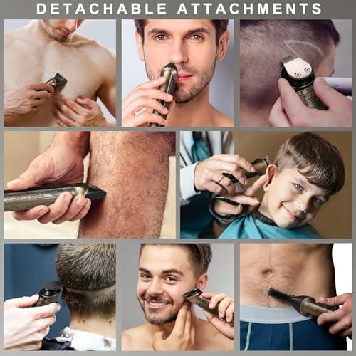 Hatteker Beard Trimmer Kit Professional Hair Clipper Zero Gapped T-Blade Electric Razor Shaver for Nose Ear Body Face Mustache Trimmer for Men Cordless Grooming Kit Waterproof 8 in 1 — view 3